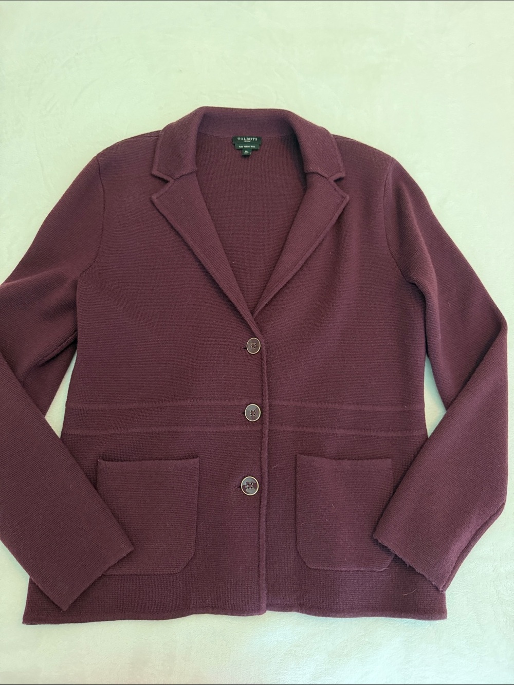 Talbots Women's Plum Knit Blazer Jacket - Deep Plum